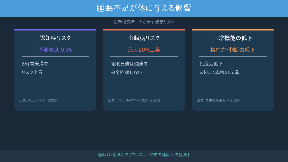 睡眠不足が体に与える影響の図解